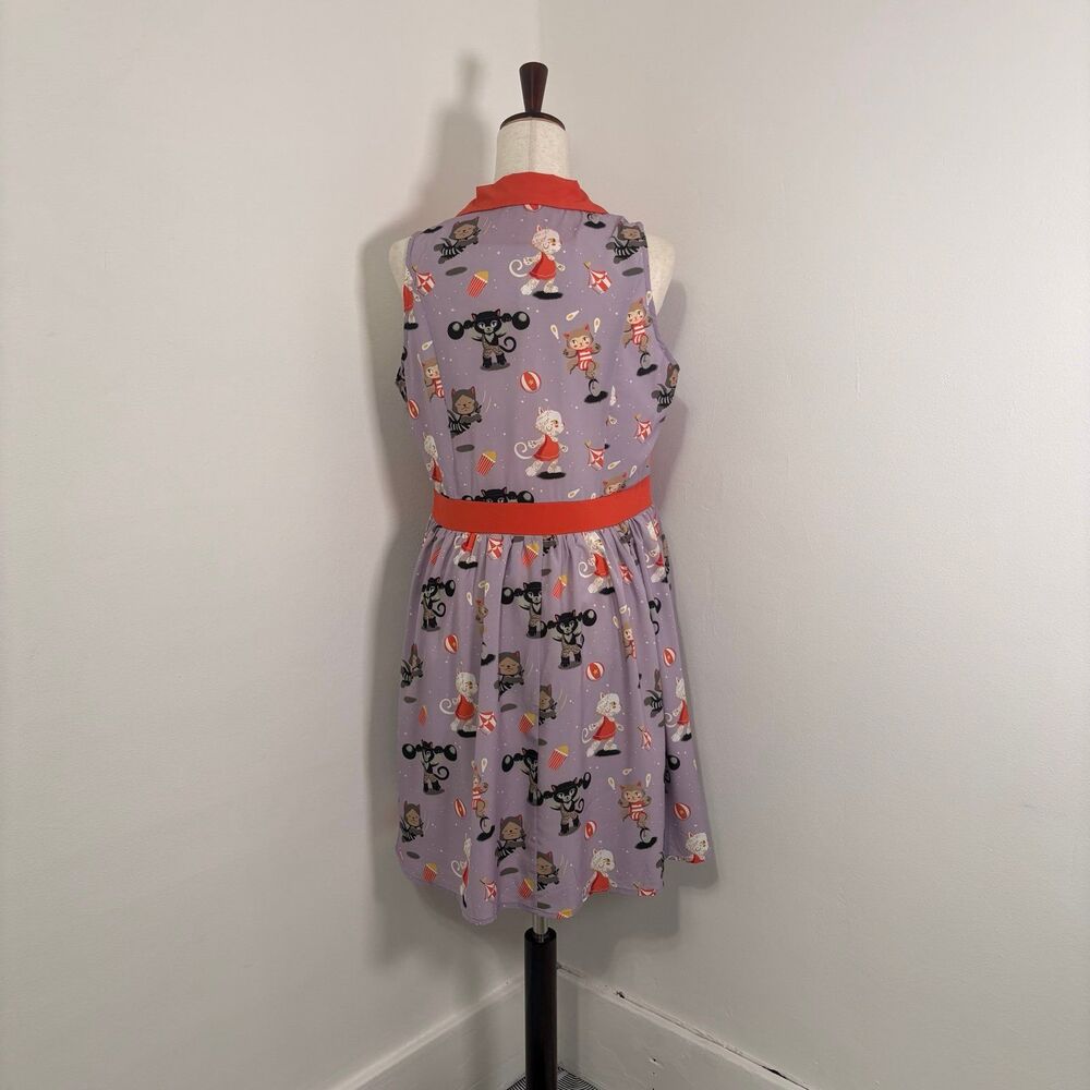 Sourpuss Circus Cats June Swing Dress Sz XL Purple - Picture 5 of 7
